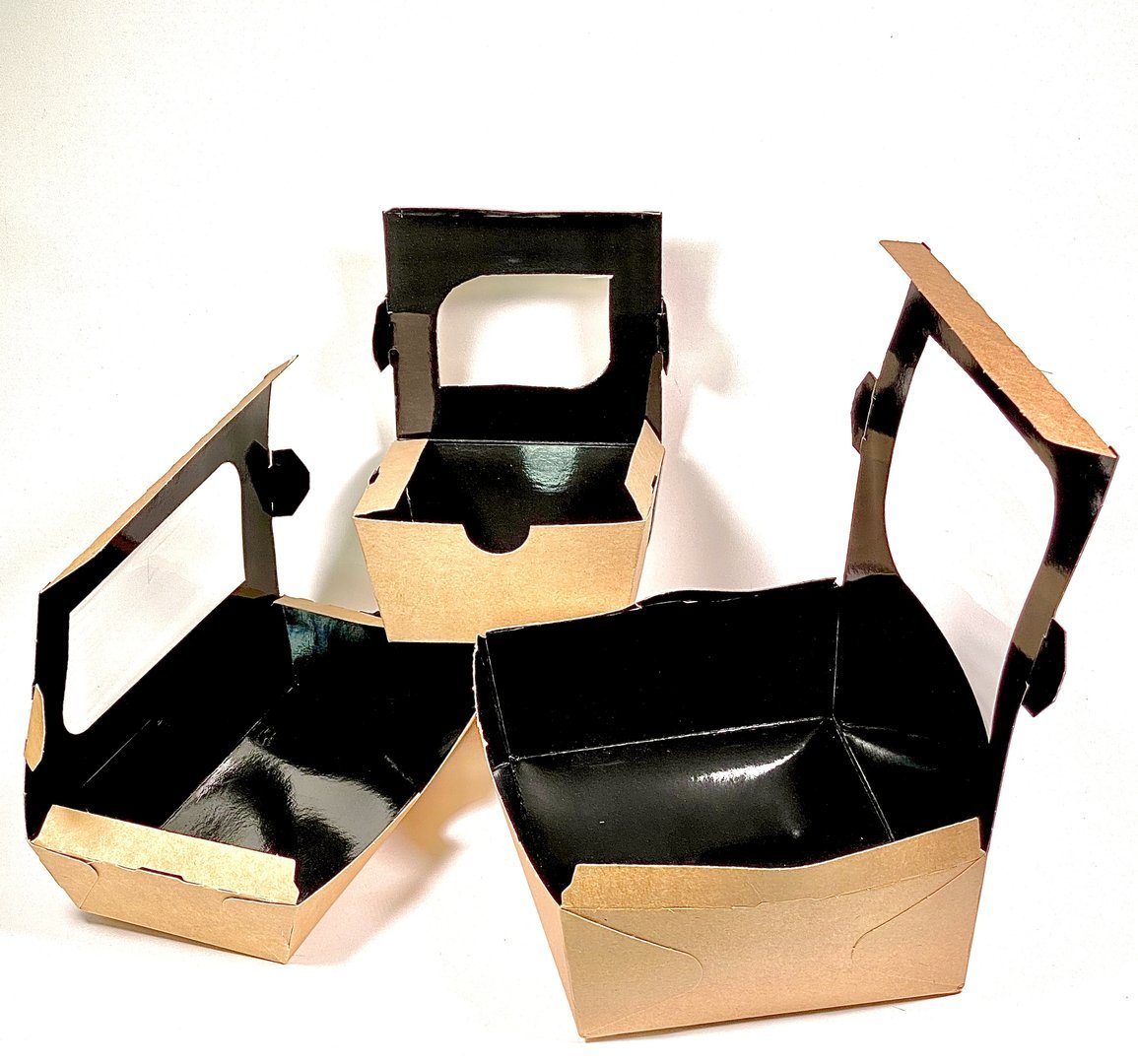 Caixa Take Away Kraft C/ Interior Preto e Janela 400ml