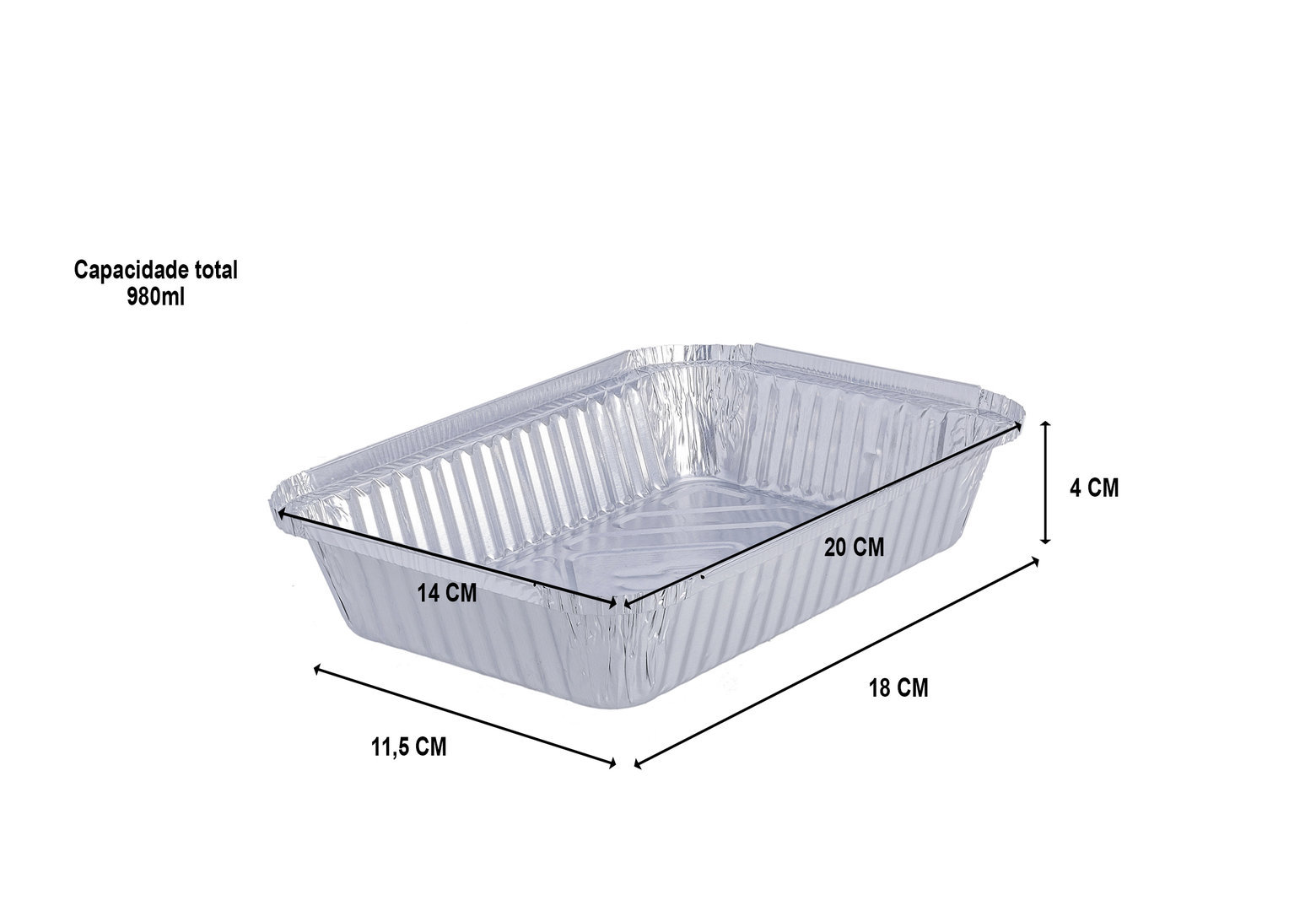 Embalagem de alumínio Rectangular 980ml