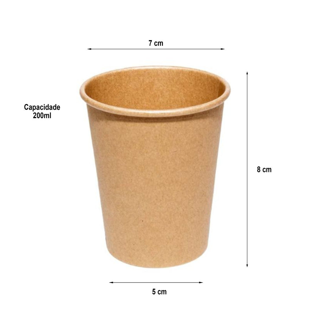 Verres en Carton 100% Kraft (6/7Oz) 200ml - Paquet 50 Unités