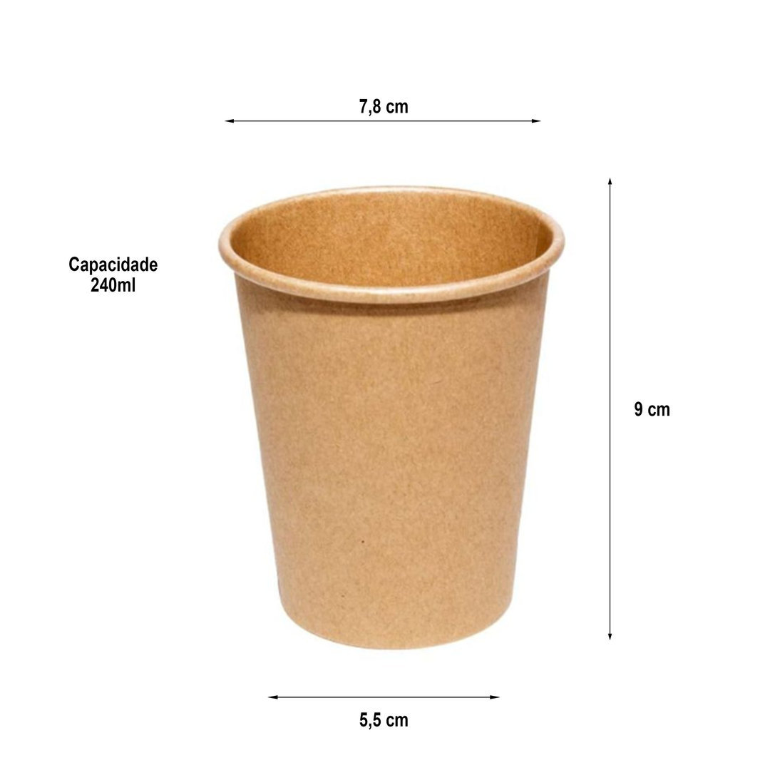 Copo Cartão 100% Kraft (8Oz) 240ml