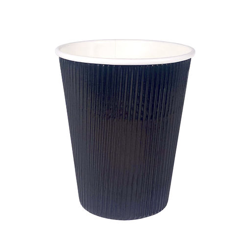 Corrugated Card Cup Black 360ml (12Oz) - Pack 25 units