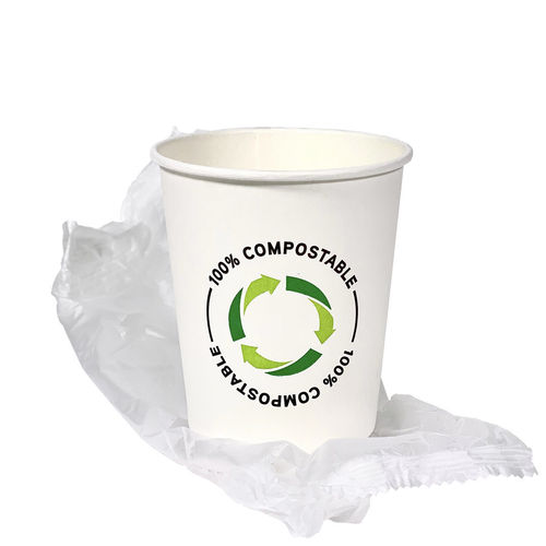 Copo Cartão Hotel 100% Compostável Embalado saco/ bio PLA 210ml (7OZ) Manga 50 unidades