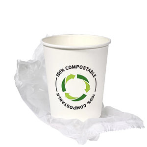 Vaso Cartón Hotel 100%Compostable en bolsa Bio PLA 210ml (7Oz) Caja Completa 500 unidades