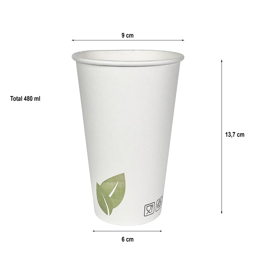 Copo Cartão Eco Folha Branco 480ml (16OZ)
