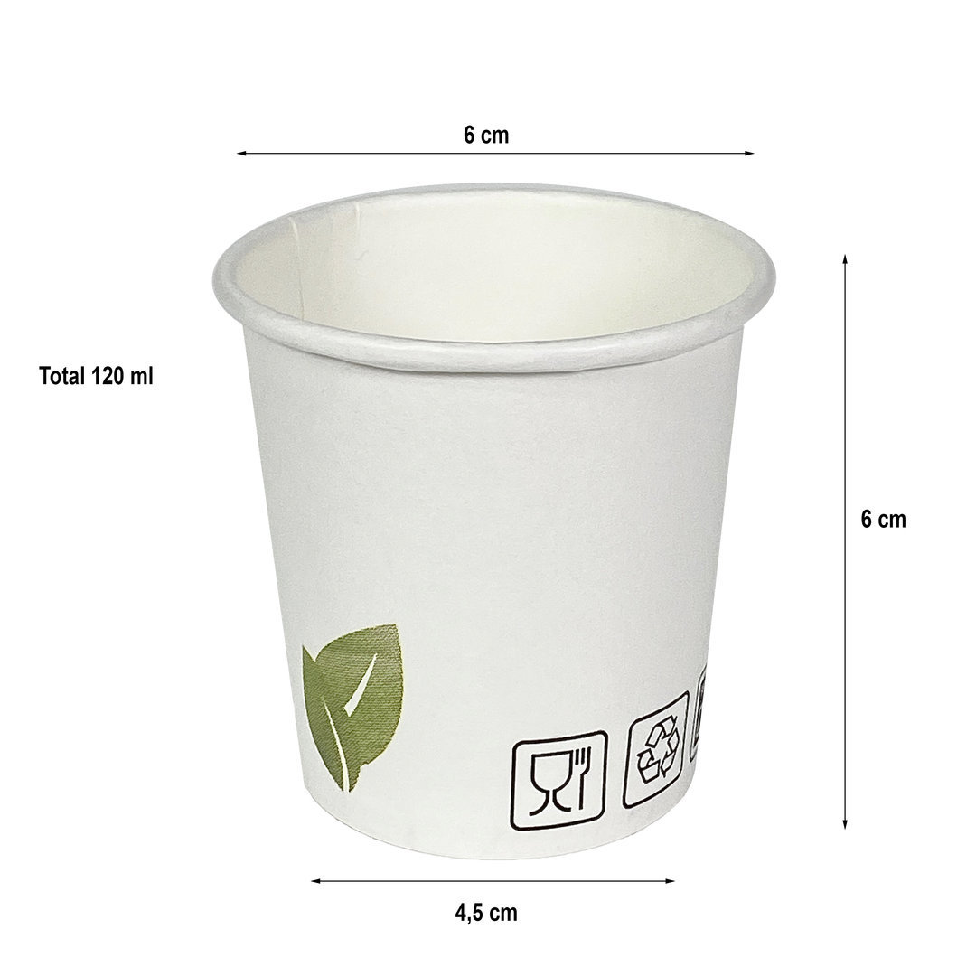 Copo Cartão Eco Folha Branco 120ml (4OZ)