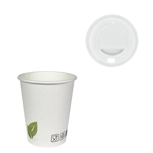 Gobelet Carton Boissons Chaudes 240ml (8Oz) avec couvercle Blanc ToGo - Boîte Complète 1000 unités