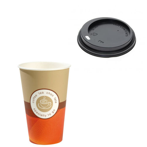 Verre en Carton "Specialty ToGo" 360ml (12Oz) avec couvercle Noir ToGo - Boîte Complète 1100 unités