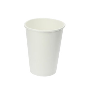 White Paper Cup 360ml (12Oz) with Straw Lid - Pack 80 units