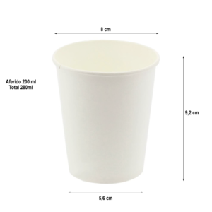 Vaso Cartón Blanco 280ml (9Oz) con Tapa Sin Agujero Blanco - Paquete 50 unidades