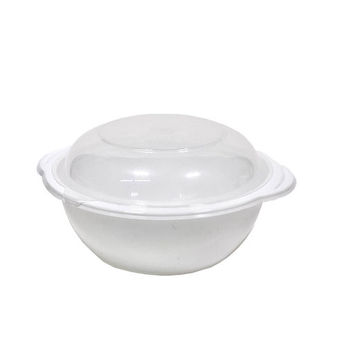 Disposable Soup Bowl 500 ml White w/ Lid - Box Complete 400 units