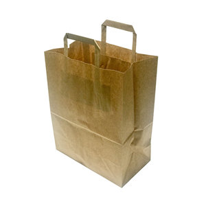 Kraft Paper Bag with Flat Handle 32x26+22cm - Pack 50 units