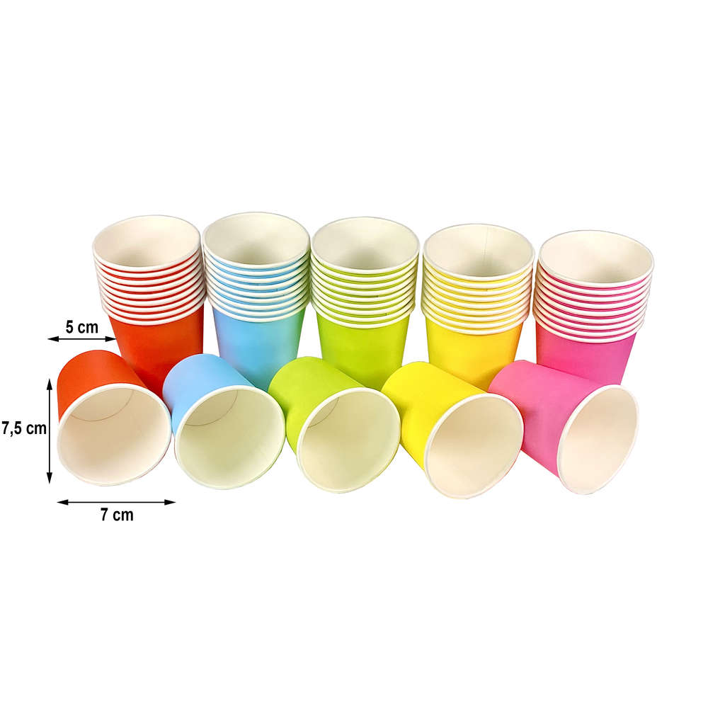 Vasos Cartón 7Oz 210ml Colores Surtidos - Caja 1000 Unidades