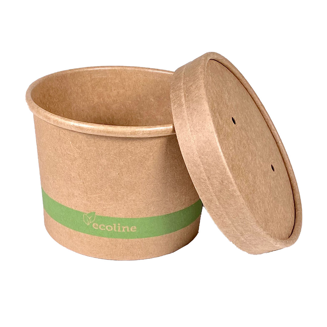 Caja Sopa de cartón 360ml Kraft con Tapa