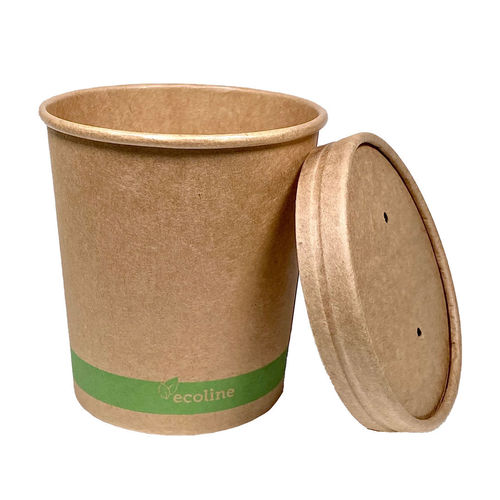 Kraft Paper Soup Box of 480ml With Paper Lid- Pack of 25 units