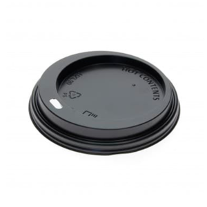 Black Lid  with hole for drinking 8oz/9oz/12oz 80mm - Full Box 1000 units