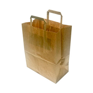 Kraft paper bag with flat handle 26x32+17cm - Box 250 units