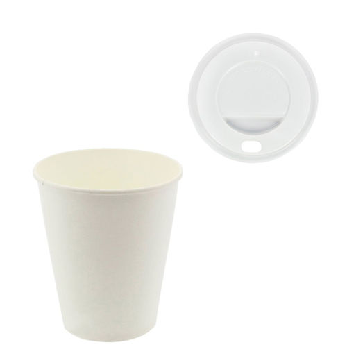 Copo de Cartão 192ml (6/7Oz) Branco c/ Tampa “To Go” Branca - Manga 50 unidades