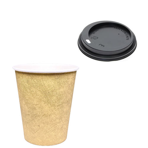 Verre en Carton 240ml (8Oz) Kraft avec Couvercle Noir “To Go” – Boîte Complète 1000 unités