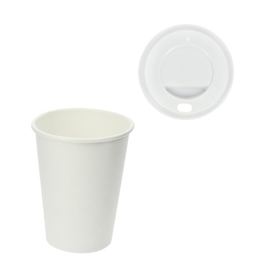 Verre en Carton 480ml (16Oz) Blanc avec Couvercle Blanc “To Go” – Boîte Complète 1000 unités