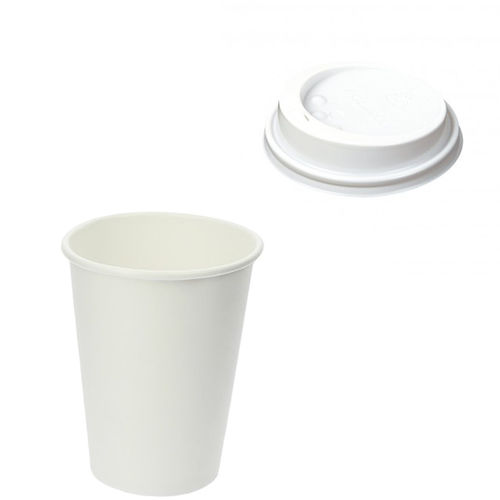 Verre en Carton 480ml (16Oz) Blanc avec Couvercle Sans Trou Blanc – Paquet 50 unités