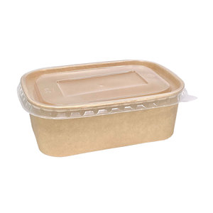 Boîte en carton rectangulaire Kraft 750 ml avec couvercle en PP - Boîte complète 150 unités