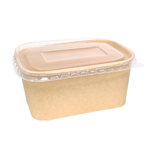 Caixa Cartão Rectangular Kraft 1000ml  C/tampa PP - Pacote de 25 unidades