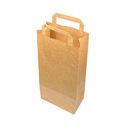 Bolsa de papel kraft con asa para botellas de 18x37+9cm - Caja 500 unidades