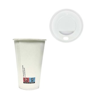 Vaso de cartón blanco de 350 ml (12 oz) con tapa blanca "ToGo" - paquete de 50 unidades
