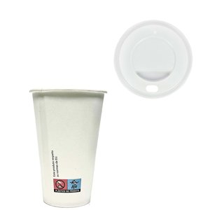 Copo Cartão Branco 350 ml (12Oz) c/ tampa "ToGo" Branca - pacote de 50 unidades