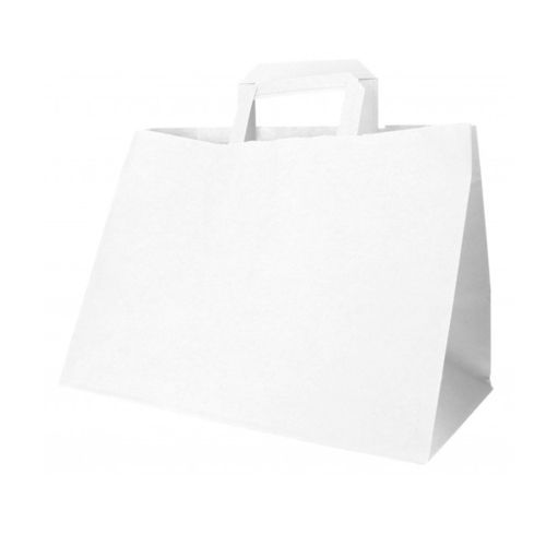 Saco de papel branco asa plana 32x17x34- Pacote 50 unidades