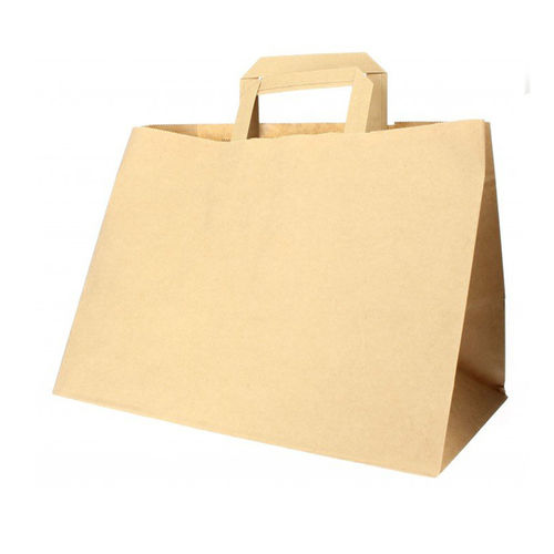 Sac papier kraft anse plate 32x17x34 - Carton de 50 unités