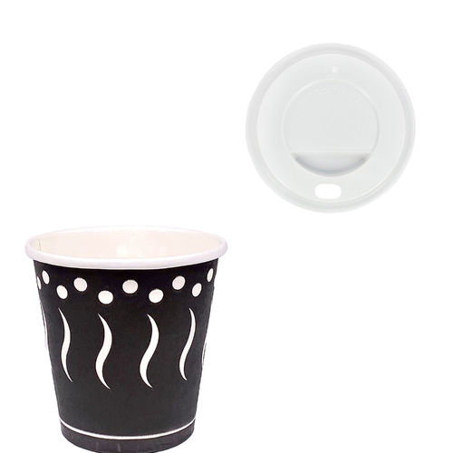 Vaso Cartón Impreso Negro 120ml (4Oz) c/Funda ToGo Blanca - Pack de 50 unidades