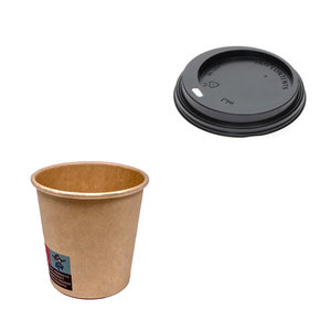 Vaso Café Vending 110ml (4Oz) 100% Kraft Con Tapa Negra "To Go" - Caja 1000 Unidades