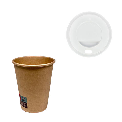 Cardboard Cup 192ml (6/7Oz) 100% Kraft w/Lid w/Hole "To Go" White - Box of 1000 Units
