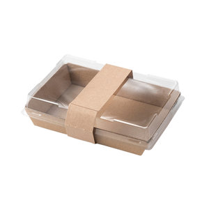 Kraft Sushi Tray 225x155x30 With Lid - Pack 25 Units