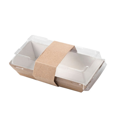 Plateau Sushi Kraft 145x80 Avec Couvercle - Pack 25 unités