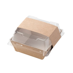 Kraft Sushi Tray 85x85 With Lid - Pack 25 Units