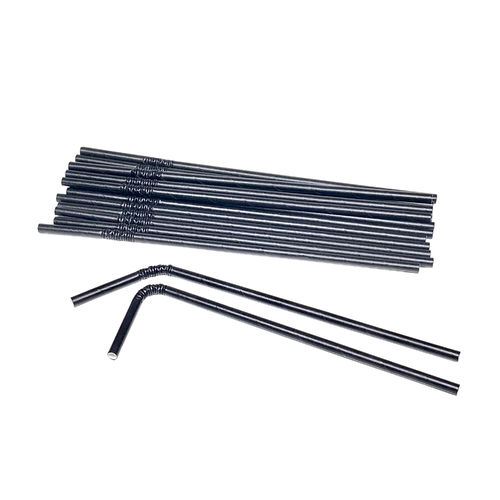 Black Flexible Card Straw 230mmx60mm - Packing 250 Units