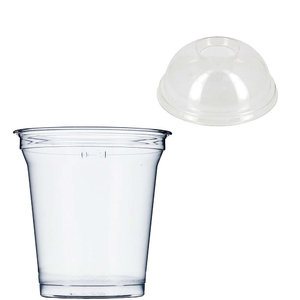 Gobelet Plastique RPET 320ml avec Couvercle Dôme Perforé - Paquet de 50 Unités