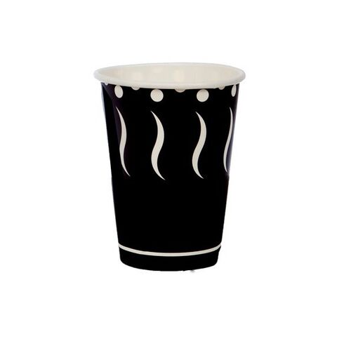Black Printed Card Cup 180ml (6Oz) - Complete Box 1000 units